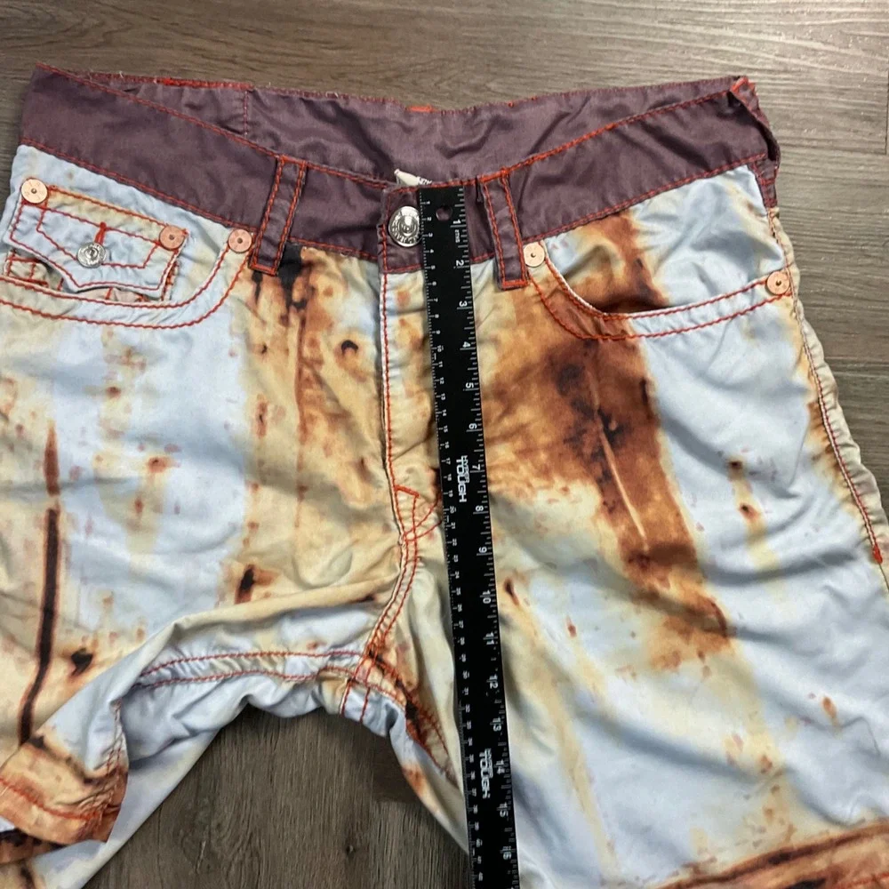 Y2K True Religion Section Tye Dye Surf Board Shorts Swim Trunks Mens 38 Brown